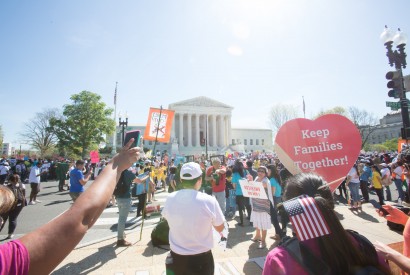 Immigration activists gather at the U.S. Supreme Court as justices hear oral arguments on DAPA (Deferred Action for Parents of Americans). Joseph Molieri/Bread for the World.