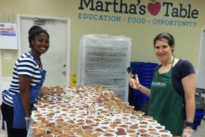 Martha’s Table volunteers bake fresh, healthy muffins for DC residents experiencing hunger. Photo courtesy of Martha's Table. 