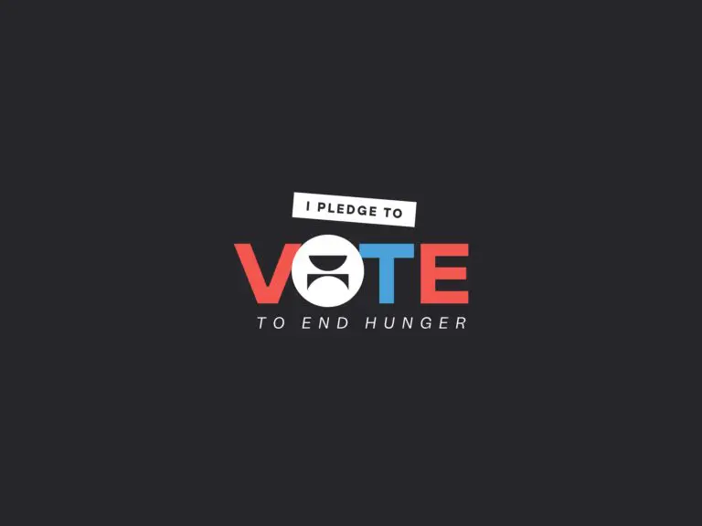 Image saying, I pledge to vote to end hunger